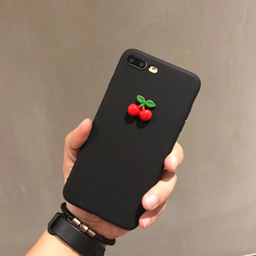 Для Iphone 7 чехол Новая мода ручной Прекрасный Cherry Черный силиконовый для plus