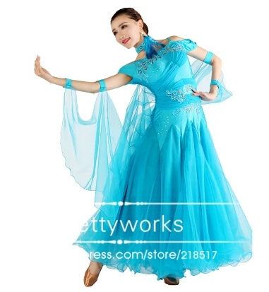 S-XXL 10 color red black pink green blue rosy modern waltz ballroom dance dress competition costume h-0552 | Тематическая одежда и