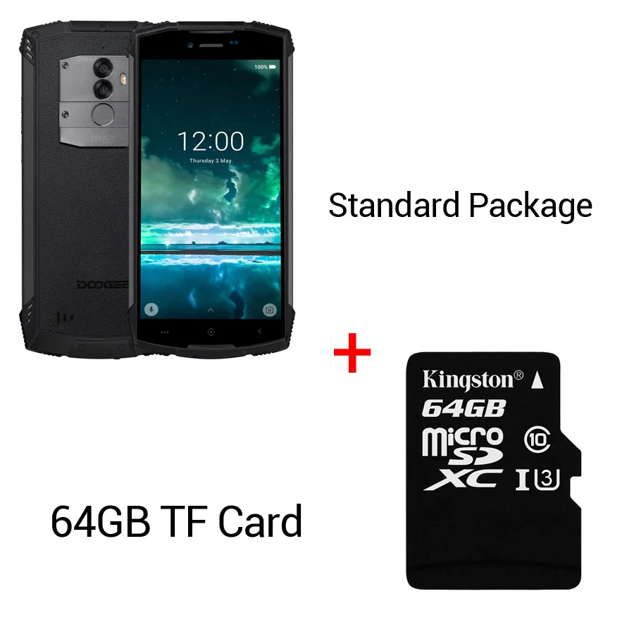 Black n 64GB Card DOOGEE S55 Android 8,0 5,5 ''мобильный телефон 4 ГБ ОЗУ 64 Гб ПЗУ 5500 мАч MTK6750T Восьмиядерный водонепроницаемый отпечаток пальца двойной 13+ 8 Мп OTA - Цвет: Black n 64GB Card
