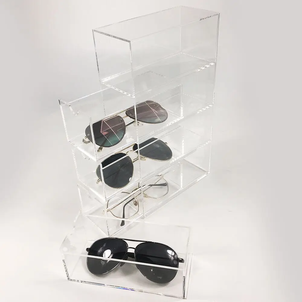 Beste Acryl Eye Glas Organizer Bin Houder Voor Zonnebril Leesbril Oog Glas Gevallen Accessoires 4 Lades