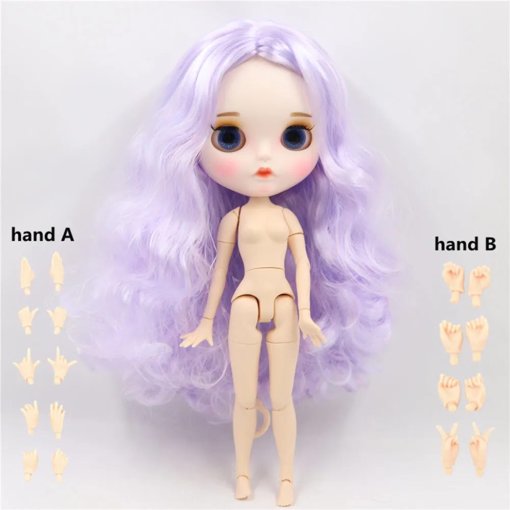 bodyAB 1/6 Blyth кукла белая кожа соединение тела фиолетовые волосы новое матовое лицо с бровями блеск для губ. № BL1017/6005 - Цвет: bodyAB