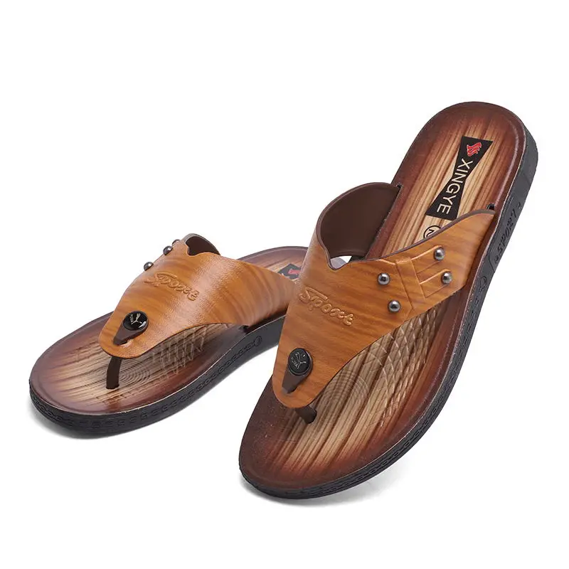 Шлепанцы LAISUMK мужские кожаные роскошные брендовые сандалии летняя модная