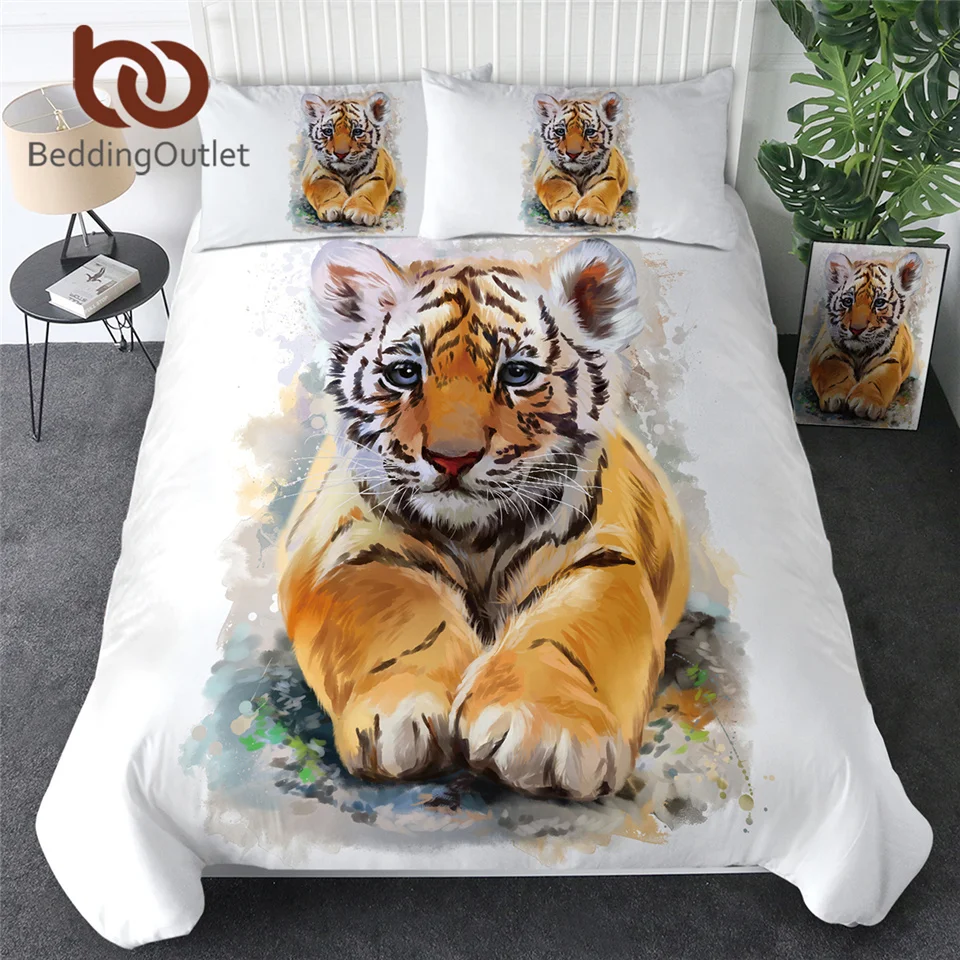 BeddingOutlet тигровый Детский Комплект постельного белья Королевский акварельный