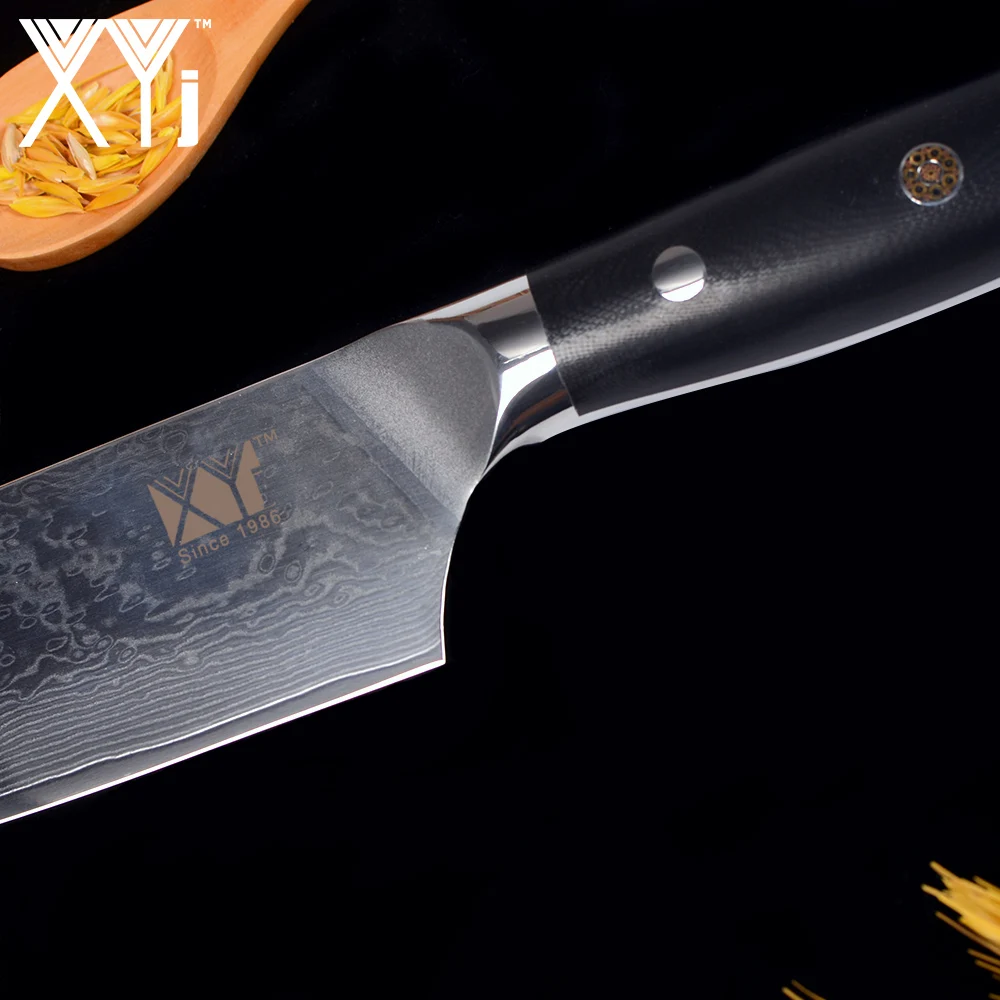 Цин бренд 7 дюймов Santoku Дамаск Ножи японский шеф повара Дамасская сталь Сталь