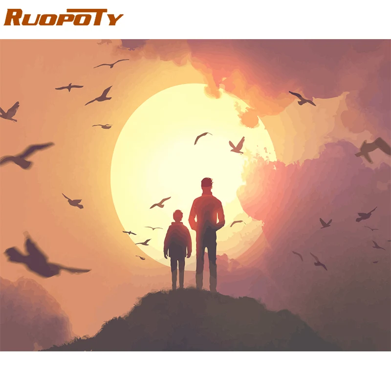 RUOPOTY рамка Амстердам DIY живопись маслом по номерам пейзаж каллиграфии Краски ing акриловые Краски живопись на холсте для домашний декор - Цвет: 190722-6