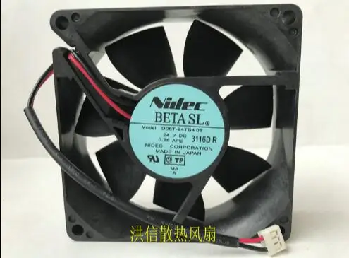 Оригинальный двухлинейный инверторный вентилятор Nidec 8025 D08T-24TS4 09 DC24V 0.26A 8 см