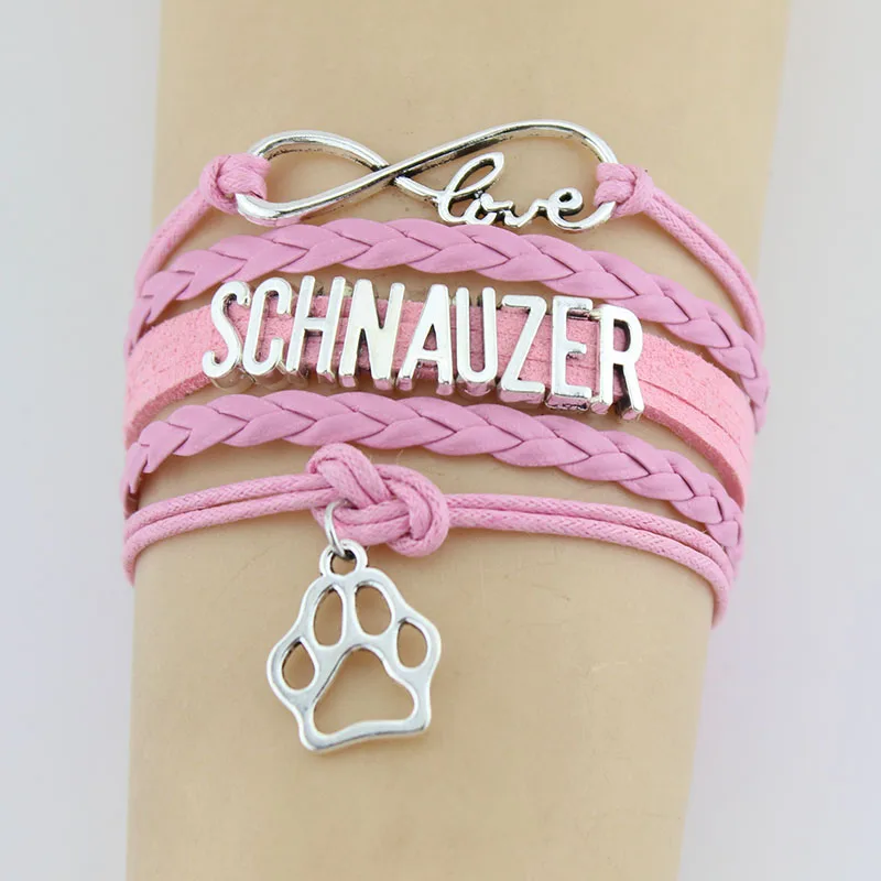10 шт./лот Бесконечность любовь schnauzerбраслеты очарование ручной работы лапа
