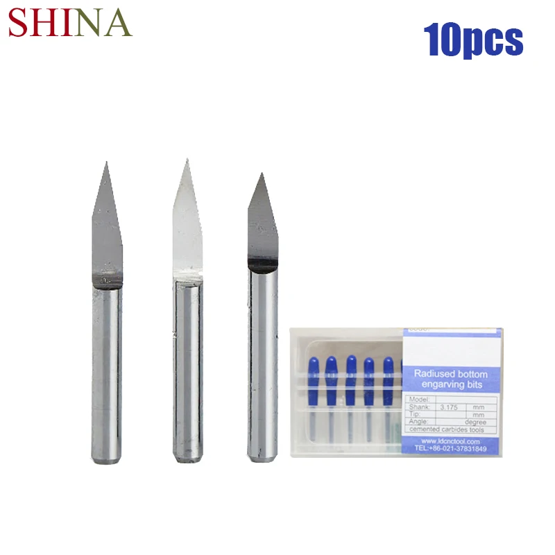 SHINA 10 шт./лот Фрезерные фрезы с хвостовиком 3 175 мм фрезерные Фрезы ЧПУ степень 90
