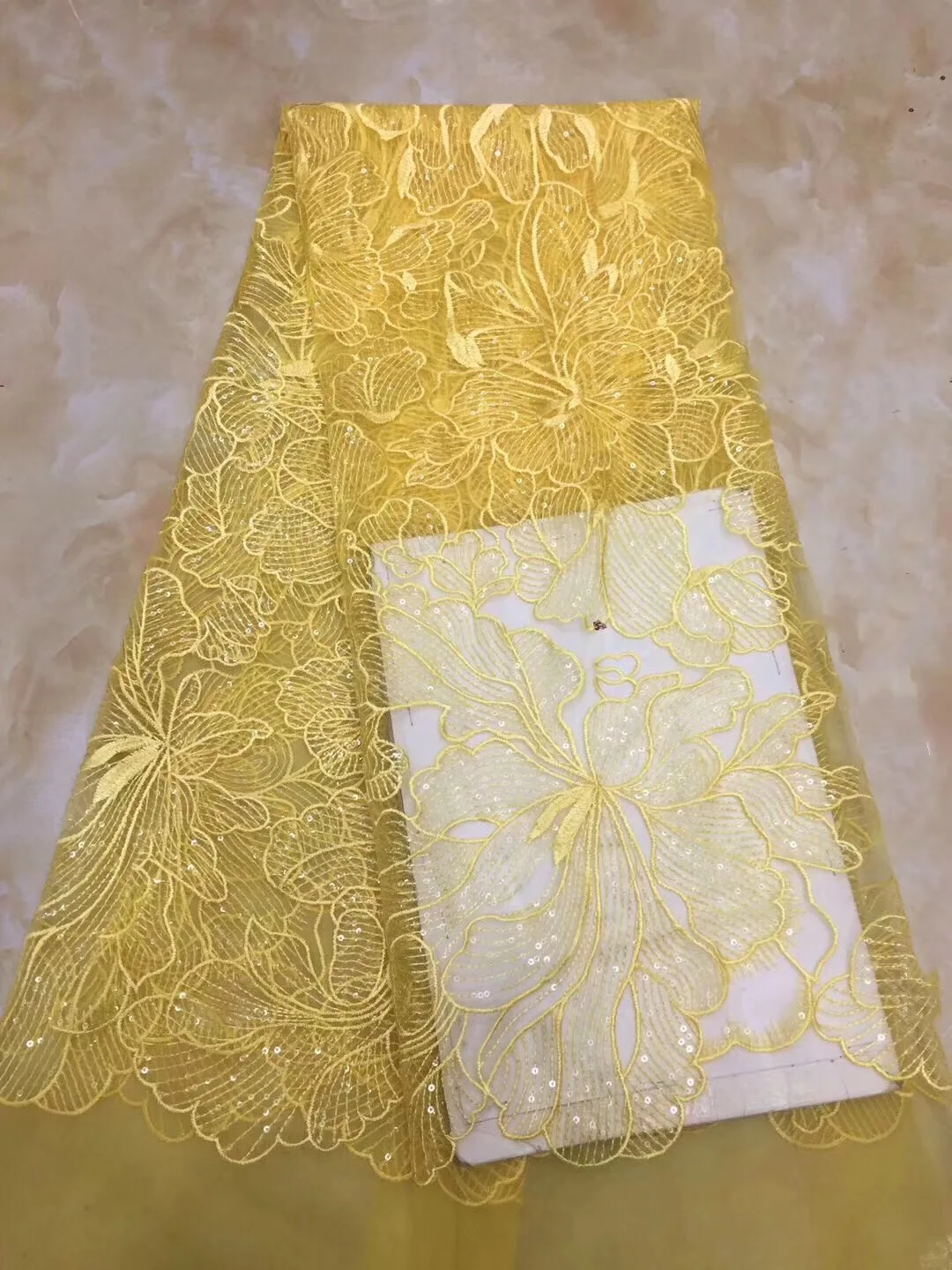 

2018 Hot Sale french lace cheap african sequins lace fabric white yellow blue high quality african tulle lace fabric KCD908