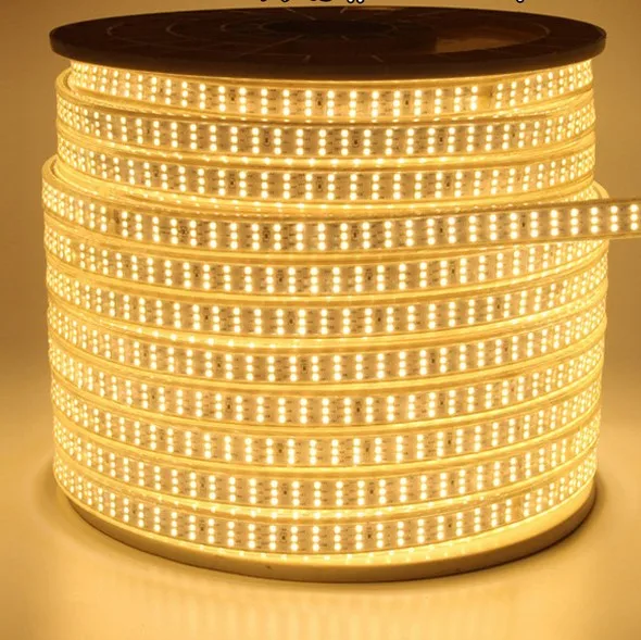 Высокий яркий двухрядный SMD 2835 Светодиодная лента белый AC 220V 276led/M IP66