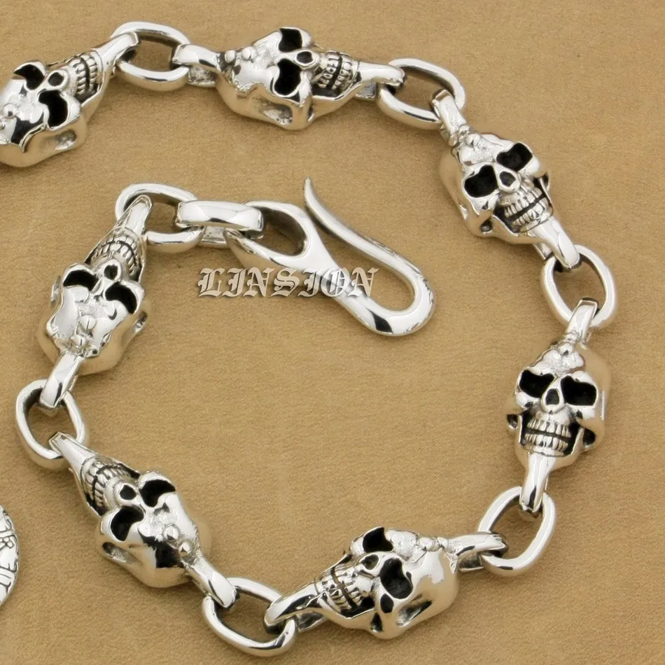 Все длины в наличии сплошной 925 пробы серебряный череп крючок для рыбы мужской