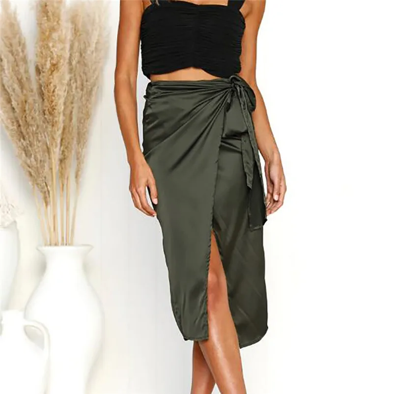 Женские сексуальные одноцветные бандажные юбки в английском стиле с разрезом и