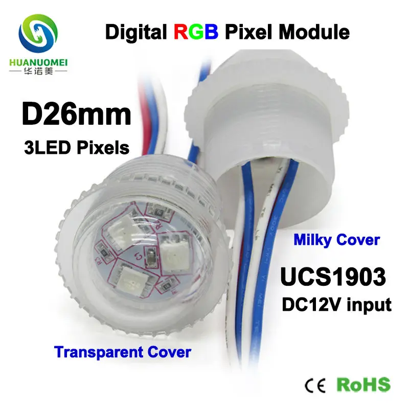 

waterproof smart digital UCS1903 26mm 3LEDs 5050 smd rgb led pixel light full color module addressable bulb DC12V lamp lighting