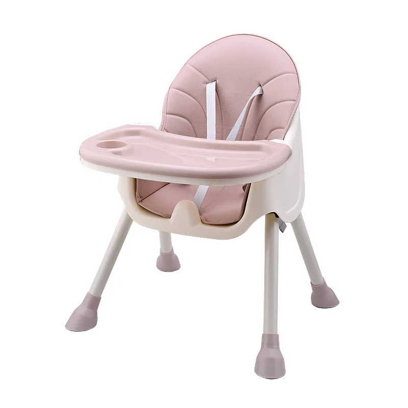 PP Material Safety Children's Dining High Chair Adjustable Foldable Seat Multi-function Portable Baby Feeding Chair For Babies - Цвет: pink