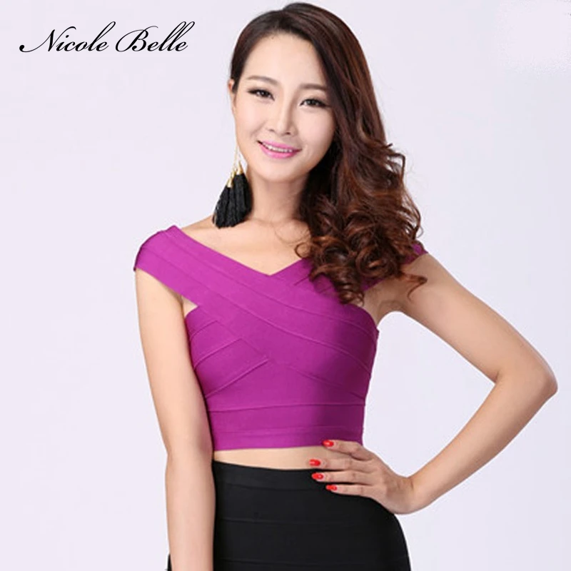 Бренд Nicole Belle 2019 высокое качество красный фиолетовый чайник бандажный топ с