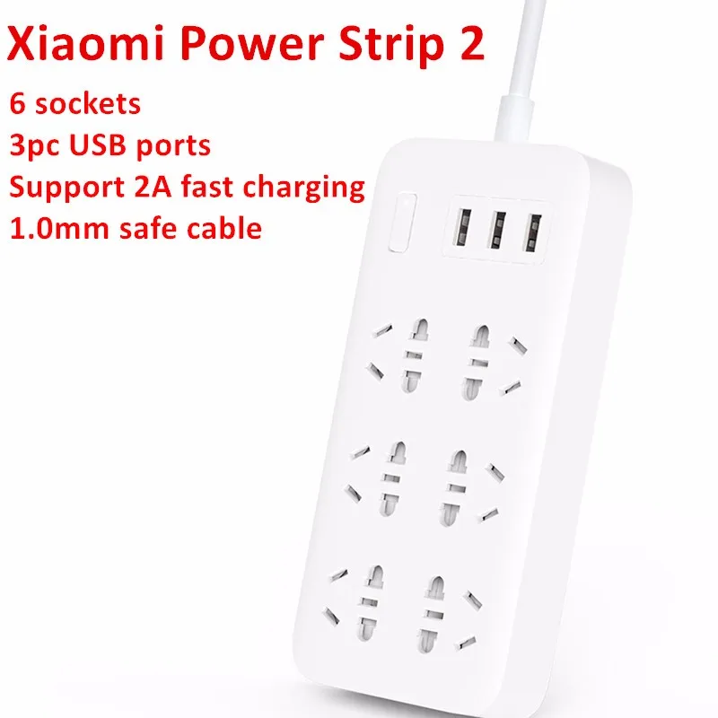 XiaoMi Mijia 6 Порты с 3 USB быстрая зарядка 5 В 2.1A Smart Мощность полосы Plug Зарядное