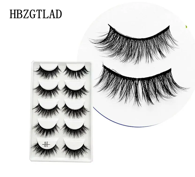 

2018 NEW 5 pairs 100% Real Mink Eyelashes 3D Natural False Eyelashes 3d Mink Lashes Soft Eyelash Extension Makeup Kit Cilios 26