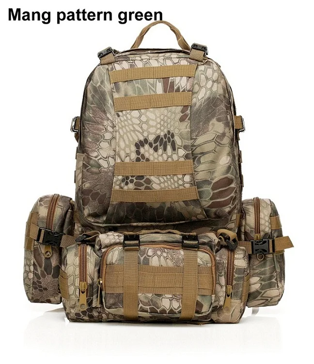 Mang pattern green 50L Molle штурмовая тактическая сумка, уличные армейские военные рюкзаки, Рюкзак, Сумка для кемпинга, большая емкость, Для Путешествий, Походов, рюкзак - Цвет: Mang pattern green