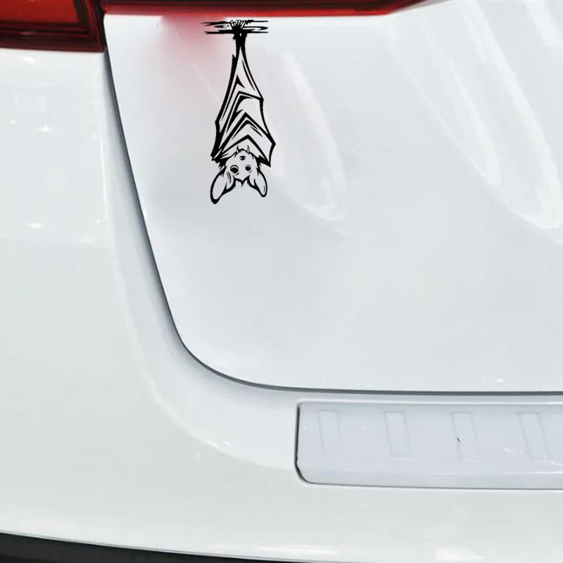 QYPF 7.6cm*18.4cm Interesting Upside Down Halloween Bat Vinyl Car Sticker Beautiful Decal Diverse Pattern C18-0805 | Автомобили и