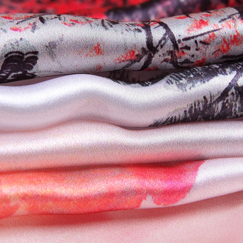 [BYSIFA] Весна Осень длинный шелковый шарф для женщин Элегантный бежевый красный