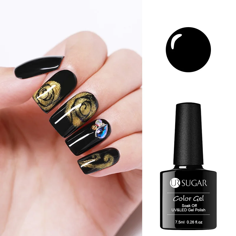 black Ur Sugar Blossom гель черный белый прозрачный цветок лак для ногтей Цветущий эффект цветочный гель 7,5 мл замачиваемый УФ Гель-лак для маникюра - Цвет: black