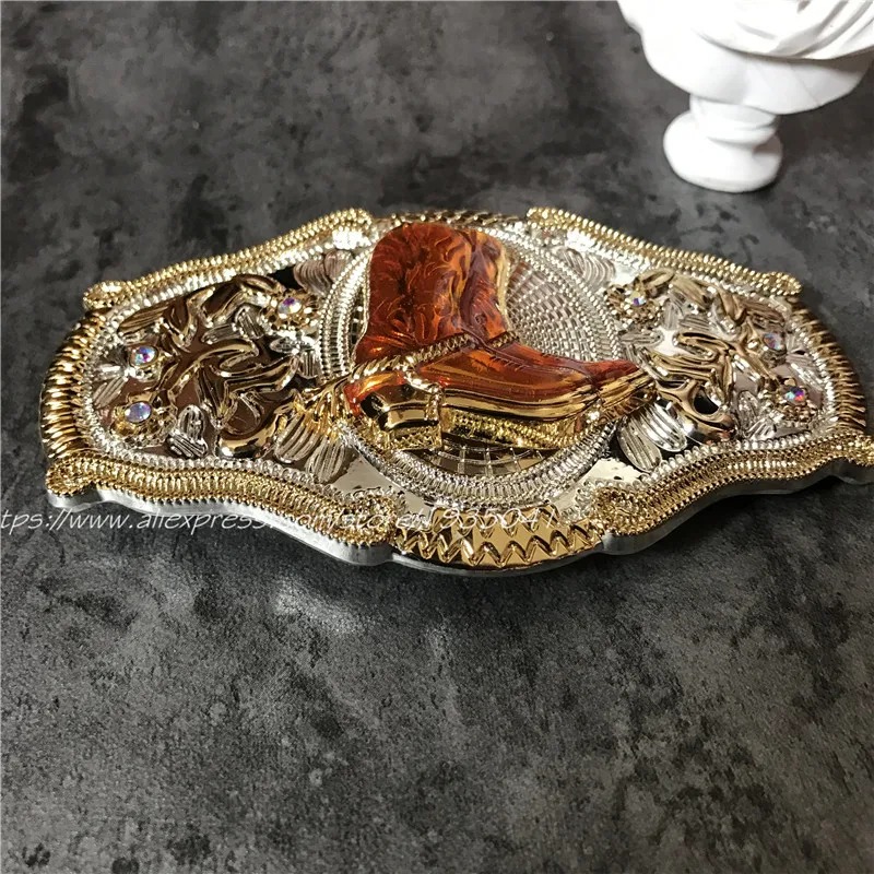 Роскошные золотые серии металлические пряжки ремня западной ковбойские ботинки