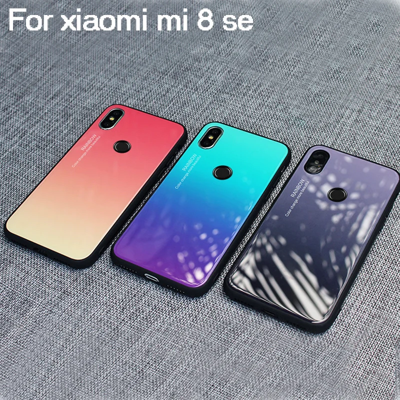 Чехол для xiaomi mi 8 se постепенное изменение синего цвета чехол из закаленного