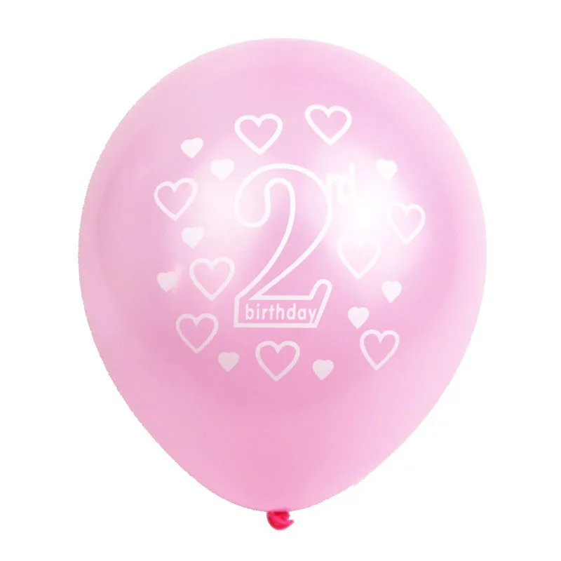 pink balloon 10 шт., синие, розовые, 2-е шарики ко дню рождения, для мальчиков и девочек 2 года, праздничные украшения для дня рождения, Детские вечерние украшения для душа, S6YN - Цвет: pink balloon