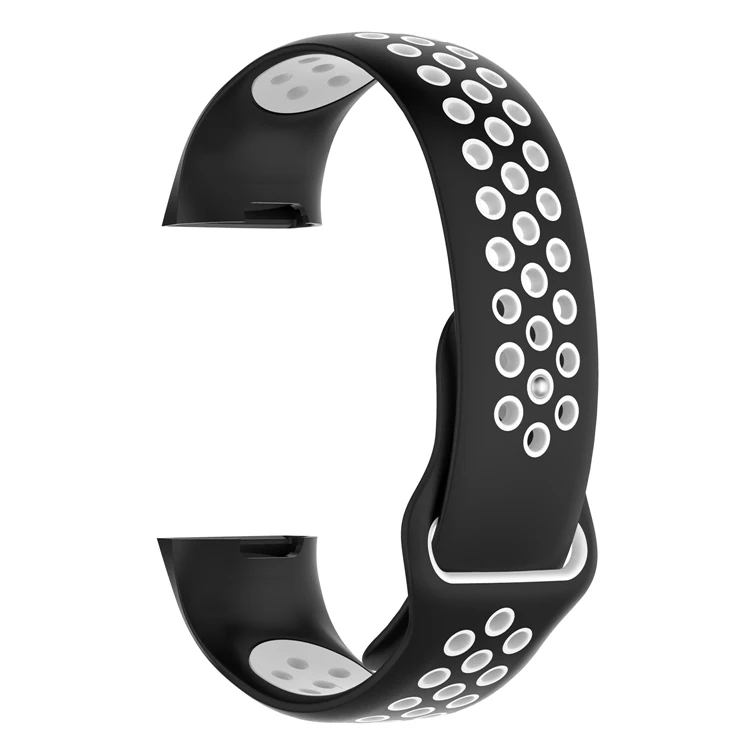 Black White Силиконовый ремешок для Fitbit Charge 3 фитнес-трекер спортивные Smartwatch двойной цвет пористые дышащие часы - Цвет: Black White