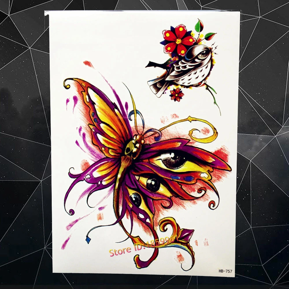 Китайские временные тату-наклейки с синими пионами женский боди-арт