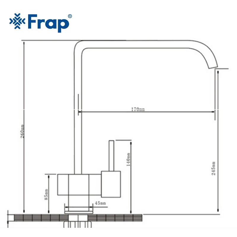 Frap смеситель для кухни 1 комплект однорычажный с одним отверстием|Смесители