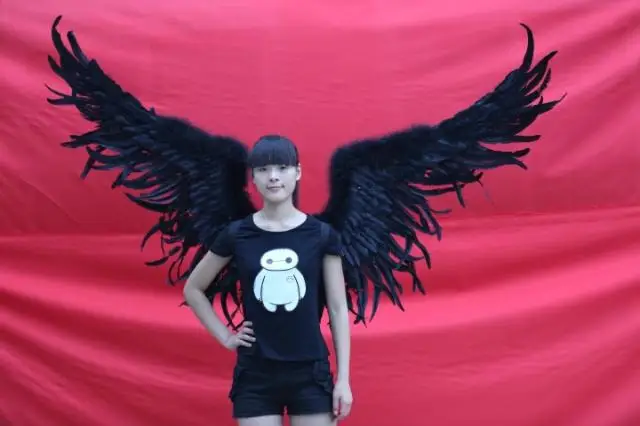 2015 новое поступление черные крылья Ангела красивая модель Подиум шоу перфорация