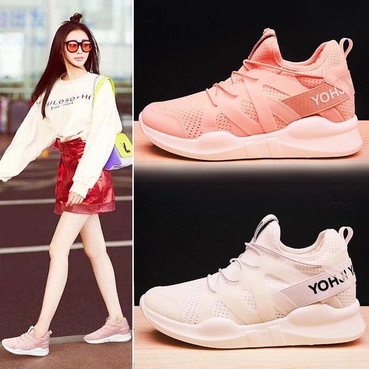 

Prowow Women's casual shoes Summer new female inner heightening flat running shoes college wind breathable summer sneakers