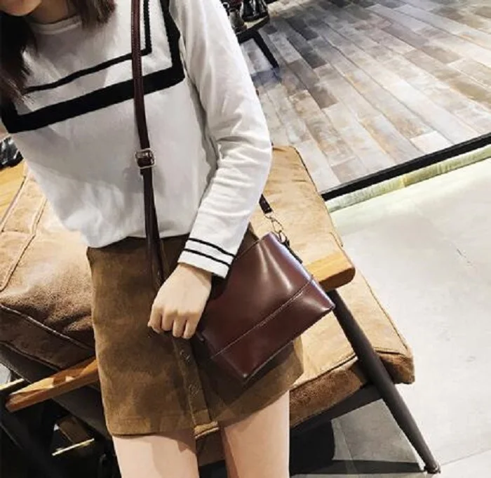 Модная Коричневая Сумка ведро для женщин Высококачественная сумка через плечо