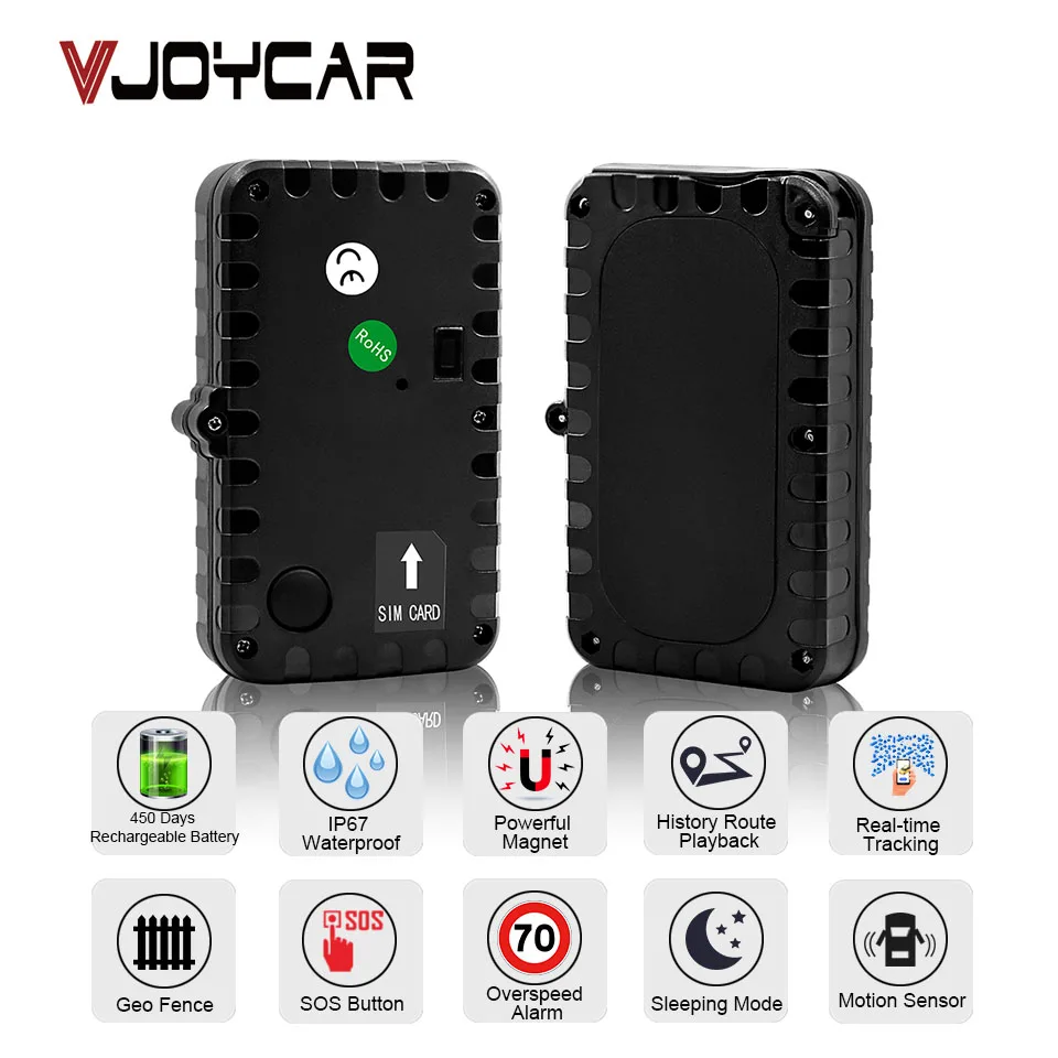 Vjoycar T12SE GSM GPS трекер Китай Одежда высшего качества 450 дней длинные Срок службы батареи Портативный магнит Водонепроницаемый SOS Автомобильный отслеживания активов