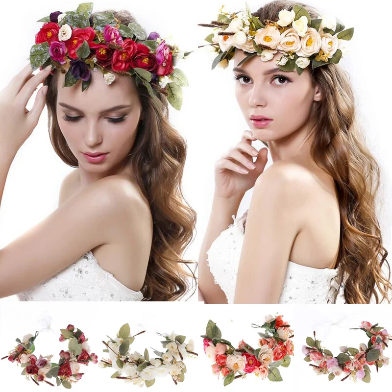 Женский цветочный венок свадебная корона с цветами детский праздничный ободок
