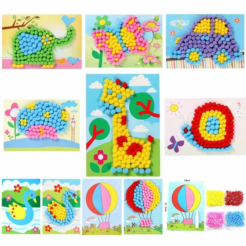 Детские креативные плюшевые шарики сделай сам наклейки для рисования Детский