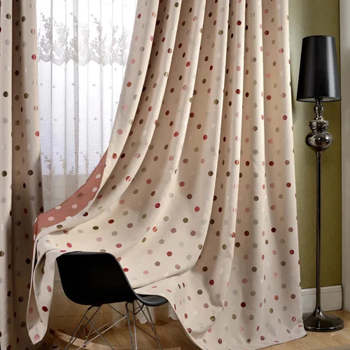 Curtain Окрашенные в Пряжу жаккардовые затемненные шторы в горошек для спальни красные шторы с точками для девичьей комнаты плотные оконные шторы для детской комнаты - Цвет: Curtain