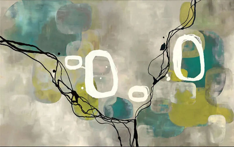 Большая настенная 3D-картина на заказ ретро-картина с синими кругами абстрактная