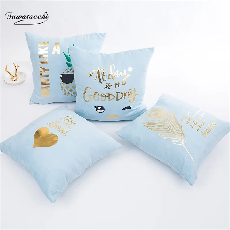 Чехол для подушки с золотым тиснением Fuwatacchi наволочка диванной в форме сердца