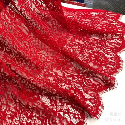 Red 6 цветов: синий, зеленый, красный, черный, белый, темно-розовый, ажурная кружевная ткань! 1,5 м длинные ресницы проводные кружева для платья - Цвет: Red