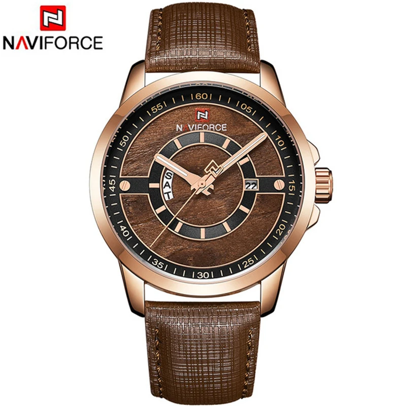 NAVIFORCE мужские s часы Лидирующий бренд роскошные золотые часы мужские кожаный ремешок аналог дата Кварцевые водонепроницаемые часы мужские Relogio Masculino