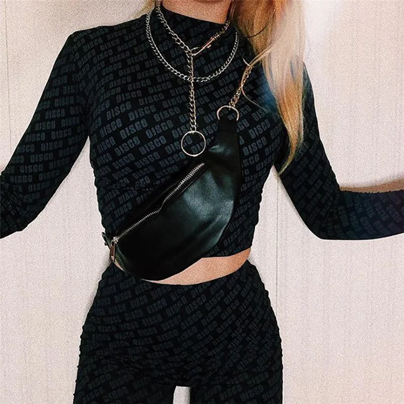 

2019 Women Two Pieces Sets for Fitness Turtleneck Long Sleeve Crop Top with Shorts High Waist Shorts Set Sportswear Outfits