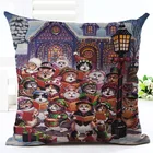 Милый чехол для подушки с кошкой наволочка подушки домашний декоративный диван-подушка из хлопка и льна с квадратной печатью Cojines наволочка