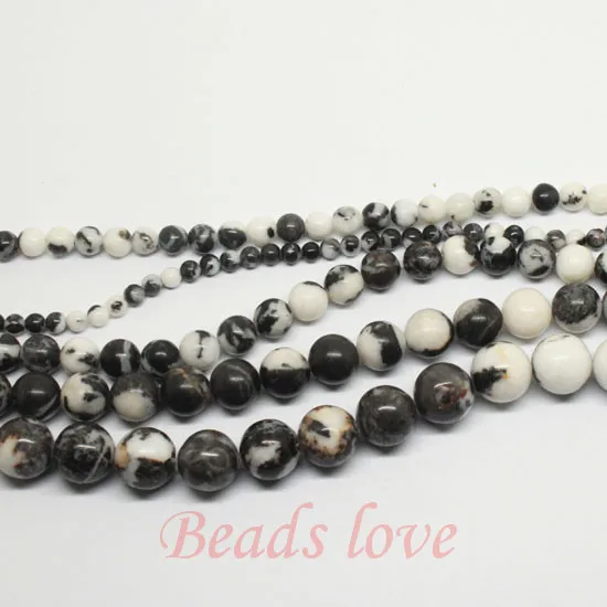Оптовая Продажа Натуральные круглые бусины черный белый камень &quotЗебра&quot для