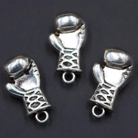 wkoud 2pcs silver plated 3d boxing gloves charm alloy pendant sports necklace bracelet diy metal jewelry findings 2915mm a266