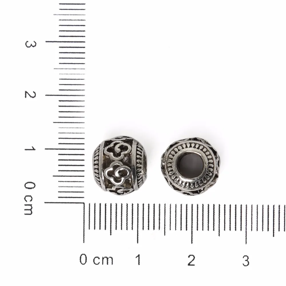 New Style 10pcs 10*11mm Silver Plated Hollow Circular Big Hole European Beads Charm Fit Bracelet DIY Handmade Jewelry | Украшения и