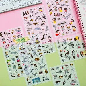 Творческий прозрачный ПВХ милый кавайный Кот форма фотоальбом декоративный Детский DIY канцелярские подарочные наклейки 6 шт.партия