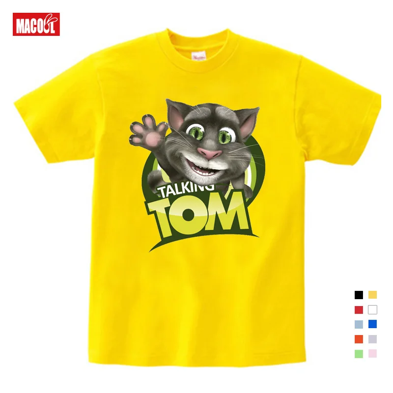 The Children's Favourite Online Games Can Talking Tom Cat Prints Child Summer Shirt Cat Tom and His Friends Cartoon Costumes 5T - Color: T-shirt