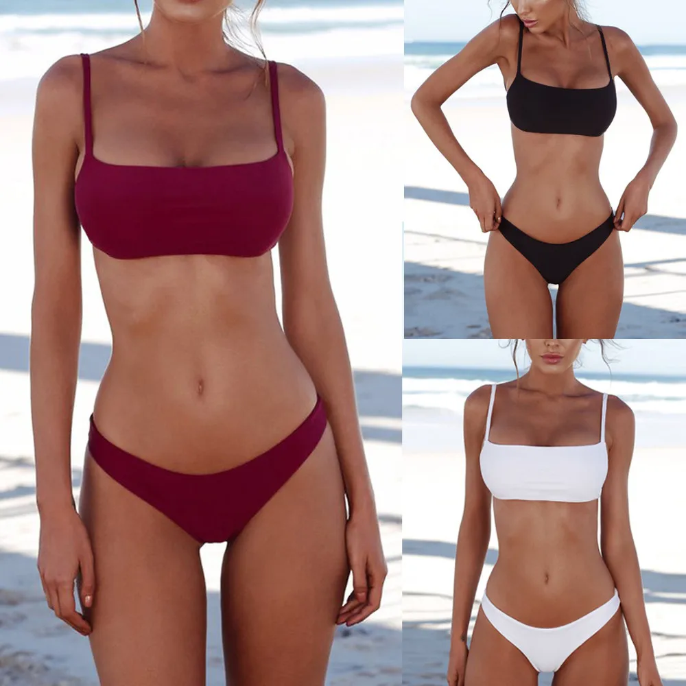 

Women Bandeau Bandage Bikini Set Push-Up Brazilian Swimwear Beachwear Swimsuit Charming Charming Thick bra Sexy swimwear#25